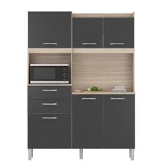 Imagem de Cozinha Compacta Harmonia 6 Portas e 2 Gavetas Avena/Grafito - Demóbil