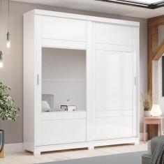 Imagem de Guarda-Roupa Verg 02 Pts. Deslizantes C/ Espelho Branco/Branco/Rosa-Chá - Henn