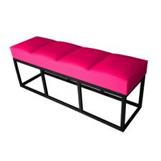 Imagem de Recamier Casal Rosa Pink Base De Metal Preto Square Módena - RBL