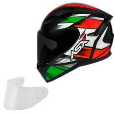 Imagem de Capacete Masculino Asx City Start Verde Moto + Viseira Fume, Preto ver