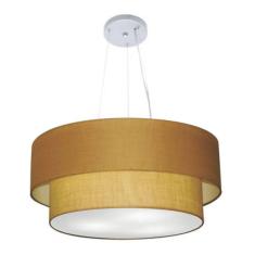 Imagem de Lustre Duplo Cilíndrico Md-4370 Tecido 55X50cm Bivolt Palha