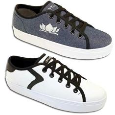 Imagem de Kit 2 Tenis Casual Feminino Trilupy Azul e Branco