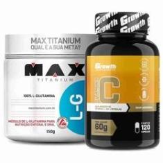 Imagem de Glutamina 150g Max Titanium + Vitamina C 120 Caps Growth
