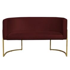 Imagem de Namoradeira 2 Lugares Decorativa Luana Base Gold Veludo Bordô - Montanaris Decor