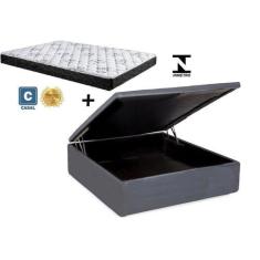 Imagem de Cama Box Baú Casal Resistence Sintético Cinza    + Colchão Casal Resis