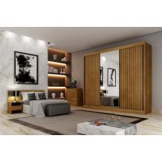 Imagem de Guarda Roupa Casal Ripado Com Espelho 3 Portas 4 Gavetas - Canastra-Cu