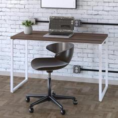 Imagem de Mesa para Escritório Office Estilo Industrial 120cm Kuadra Nogal/Est.Branca