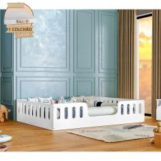 Imagem de Cama Casal Infantil Montessoriana Helo com Colchão D28 - Branco