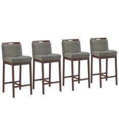 Imagem de Conjunto 4 Banquetas Madeira Maciça Dani - Volttoni
