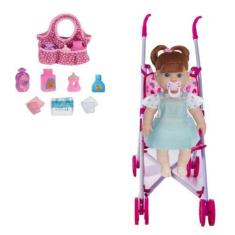 Imagem de Boneca Infantil Danadinha Cabelo Ruivo e Carrinho e Bolsinha - Milk Br
