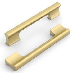 Imagem de KNOKLOCK Pacote com 10 puxadores de armário de cozinha de 128 mm (5 pol.) Puxadores de armário de cozinha dourados escovados puxadores de gaveta para armário de guarda-roupa