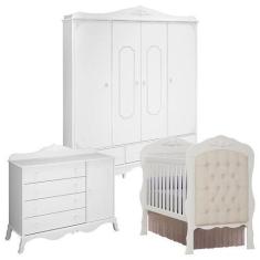 Imagem de Quarto de Bebê Realeza 4 Portas Cômoda 1 Porta Berço com Capitonê Bran
