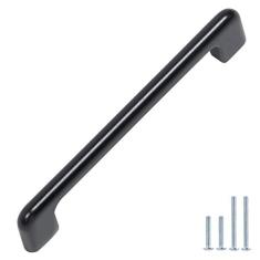 Imagem de monti hardware | Pacote com 5 puxadores de gaveta pretos planos de 15 cm | Puxadores de armário de metal sólido para decoração de casa de banho | Puxadores de armário de cozinha de metal inoxidável |
