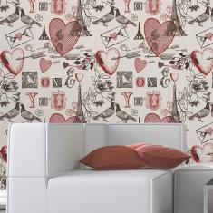 Imagem de Papel de Parede Adesivo Coração 6 Rolo 0,58x3M