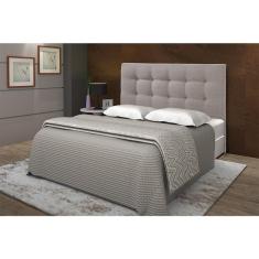 Imagem de Cabeceira Cama Box Lorena Linho Bege Casal 1,40m