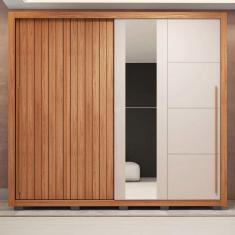 Imagem de Guarda-Roupa Casal Romanus 2 Portas 4 Gavetas com Espelho Freijo/Off White - Caemmun