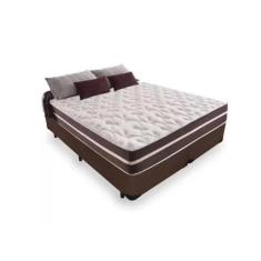 Imagem de Cama Box King 193 Tecido Sintético Marrom Com Colchão Little Angel - B