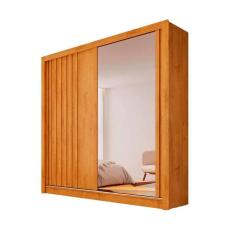 Imagem de Guarda-Roupa Lugano 1,80m 1 Porta Ripada e 1 Porta de Espelho 100% MDF
