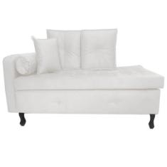 Imagem de Recamier Calçadeira Cancun 1,58 cm Suede Branco - Casa & Estofados - M
