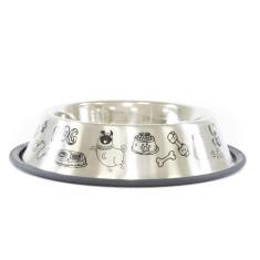 Imagem de Comedouro Cães E Gatos Inox Decorado Antiderrapante 640ml - Pet Injet