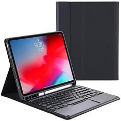 Imagem de ZOMUN Capa de teclado para iPad Pro 11 (2018-1ª geração/2020-2ª geração/2021-3ª geração), teclado Bluetooth sem fio, removível/trackpad, capa traseira de TPU macio, com suporte para lápis