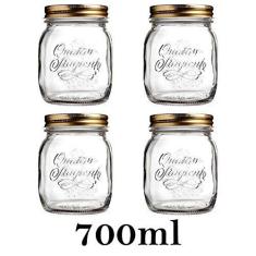 Imagem de 4 Potes Quattro Stagioni 700ml de vidro com fechamento hermético Bormioli Rocco para conservação de alimentos