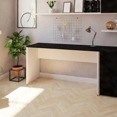 Imagem de Mesa Reta Corp 25mm 140 cm Bramov Móveis Branco/Preto