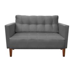 Imagem de Sofá Namoradeira 2 Lugares Livia Suede Grafite Pés Chanfrado