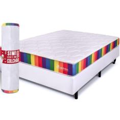 Imagem de Cama Box com Colchão Casal D33 a Vácuo Ortopédico Rainbow 138x188cm BF Colchões