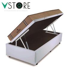 Imagem de Cama Box Baú Solteirão Bravus + Colchão Madrid D33 Molas Ensacadas 96X