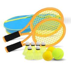 Imagem de Crefotu Conjunto de raquete de tênis infantil para crianças, cabo de esponja, inclui 6 badminton, 1 bola de tênis, bolsa e 2 bolas - aumente os esportes infantis, melhore as habilidades de tênis