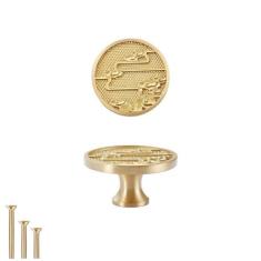 Imagem de HIZEFSOO Puxador de gaveta de latão chinês 2 peças - dragão e fênix - puxador de gaveta dourado puxa puxador de armário de latão puxador de armário de gaveta de ouro escovado puxador de gaveta de