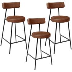 Imagem de Kit 03 Banquetas Baixa Para Cozinha Sala De Jantar Bancada Milão L02 S