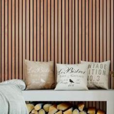 Imagem de Papel De Parede Adesivo Ripas De Madeira Clara Lavável 12M