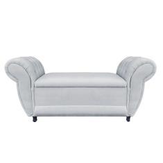 Imagem de Recamier Com Baú Grécia Namoradeira Calçadeira 195cm Suede Cinza