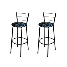 Imagem de Conjunto 2 Banquetas Alta Preta Para Cozinha