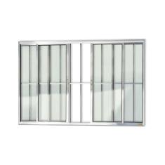 Imagem de Janela Confort 4 Folhas com Grade Vidro Liso 100cm x 200cm Brimak Brilhante