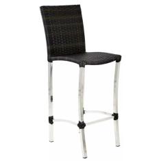 Imagem de Banqueta Cannes Em Alumínio Alta Fibra Sintética Trama Pedra Ferro