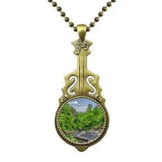Imagem de DIYthinker Corrente verde florestal ciência natureza cenário colar antigo joia música pingente
