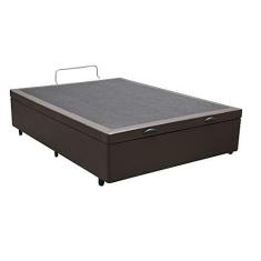 Imagem de Cama Box Baú Casal Blindado Linhão Marrom Com Pistão A Gás