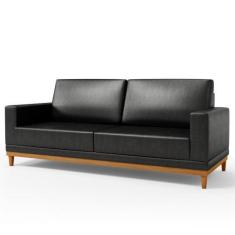 Imagem de Sofá 180cm 3 Lugares Kayrós D05 Material Sintético Preto - Mpozenato
