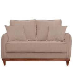 Imagem de Sofa Sena 2 Lugares Base De Madeira Para Sala Hotel Linho Bege