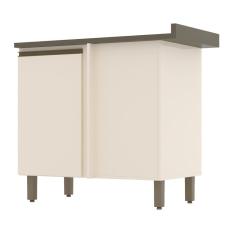 Imagem de Balcão Canto Reto 1 Porta Com Tampo Connect Off White/Duna - Móveis Henn