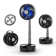 Imagem de Socool Ventilador portátil de 20.3 cm operado por bateria, ventilador oscilante recarregável com 20.000 mAh, luzes LED de controle remoto, funciona 112 horas, ventilador dobrável portátil para