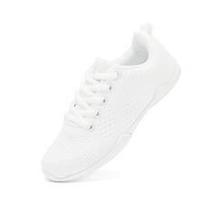 Imagem de Danzcue Sapatos de torcida brancos para jovens adultos, leves, respiráveis, tênis de torcida para treinamento atlético feminino, Branco, 36