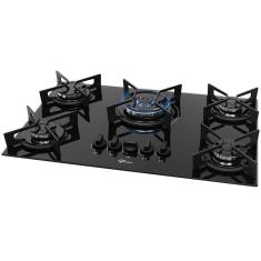 Imagem de Cooktop 5 Bocas Fischer Chama Tripla Superautomático, Preto