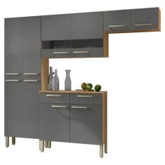 Imagem de Cozinha Completa Compacta 10 Portas E 2 Gavetas Freijó Gris Nala Kits