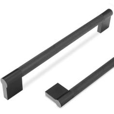 Imagem de POVEFONK Pacote com 10 puxadores de armário de cozinha pretos foscos 192 mm puxadores de armário serrilhados puxadores de gaveta pretos puxadores de cozinha