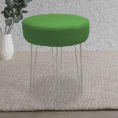 Imagem de Banqueta Puff Jullia Luxo 55cm Industrial Ferro Cinza Sintético Verde - Ahazzo Móveis