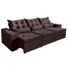 Imagem de Sofá  3 Lugares Opala 2,10 Metros Marrom Retrátil Reclinável Tecnologi